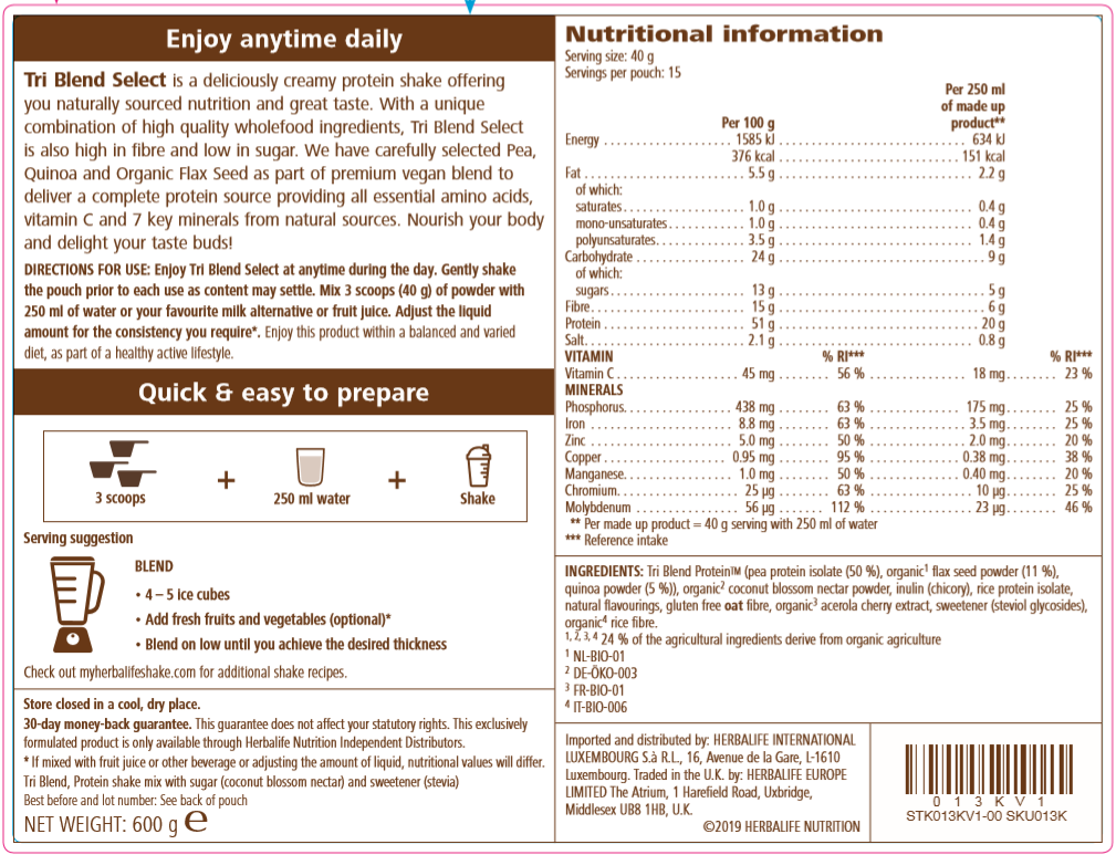 Nutritional Information Herbalife Tri Blend Select