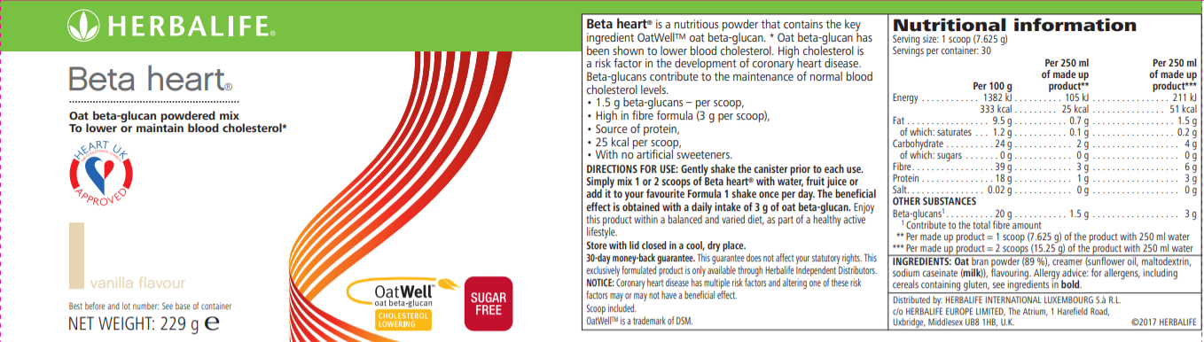 Nutritional Information Herbalife Beta Heart