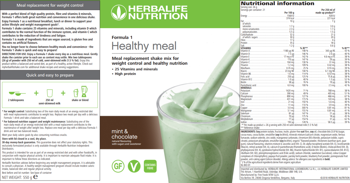 Nutritional Information Herbalife Mint