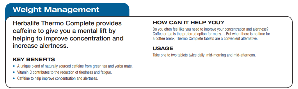 Nutritional Information Herbalife Thermo Complete