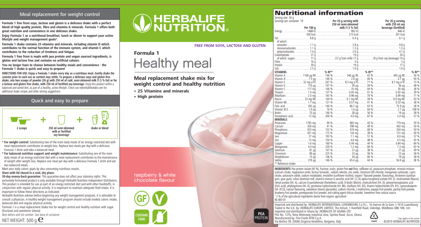 Nutritional Information Herbalife Free From white Chocolate