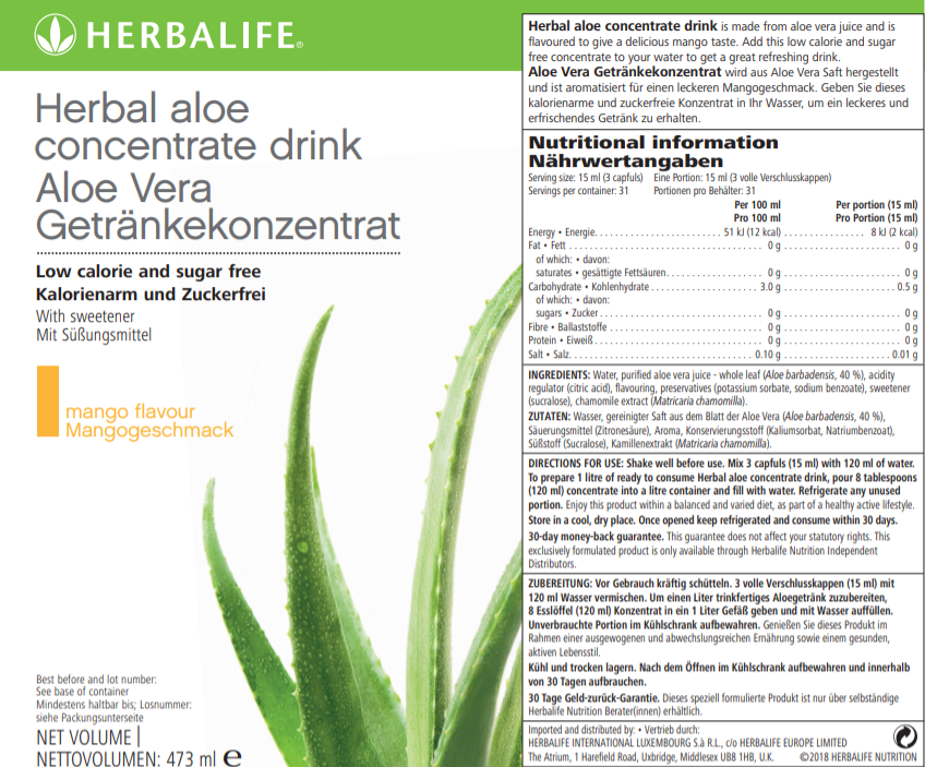 Nutritional Information Herbalife Aloe Mango